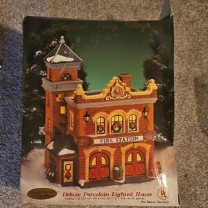 Porcelain Lighted Fire Station
